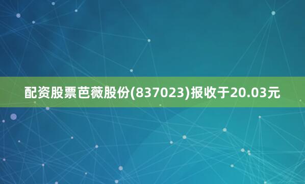 配资股票芭薇股份(837023)报收于20.03元