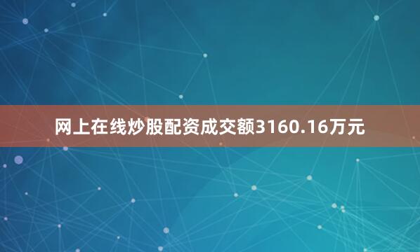 网上在线炒股配资成交额3160.16万元